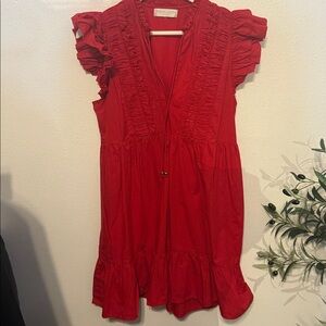 Caroline Constas Red Cotton Dress S